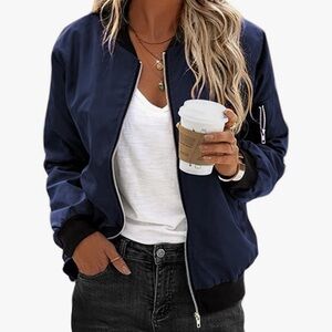 Zeagoo Dark Blue Women's Bomber Jacket